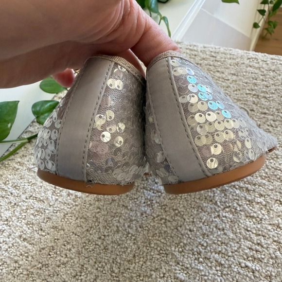 NEW ZARA Women Silver Sequin BALLERINA Ballet Flats Bow SLIP ON WOMEN 8 - Picture 6 of 10
